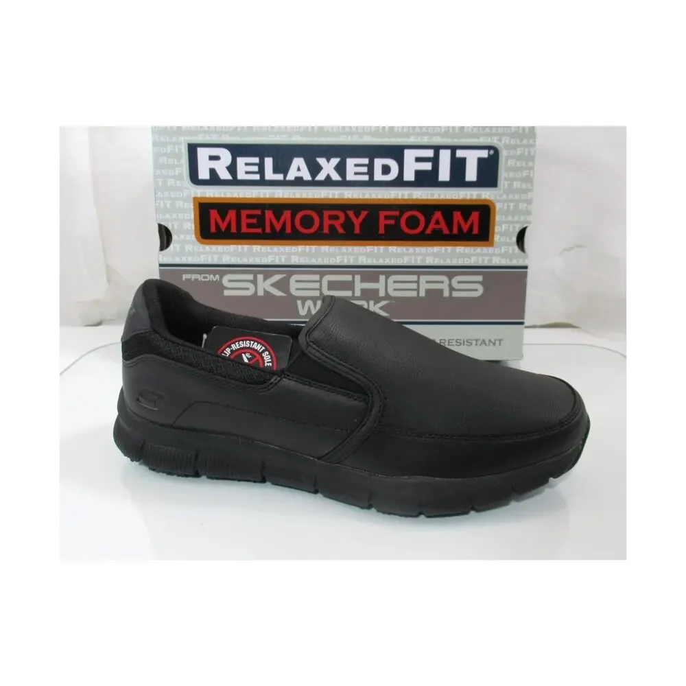 Men's Skechers Work Nampa Groton Relaxed Fit Slip Resistant Shoes Black Size 11